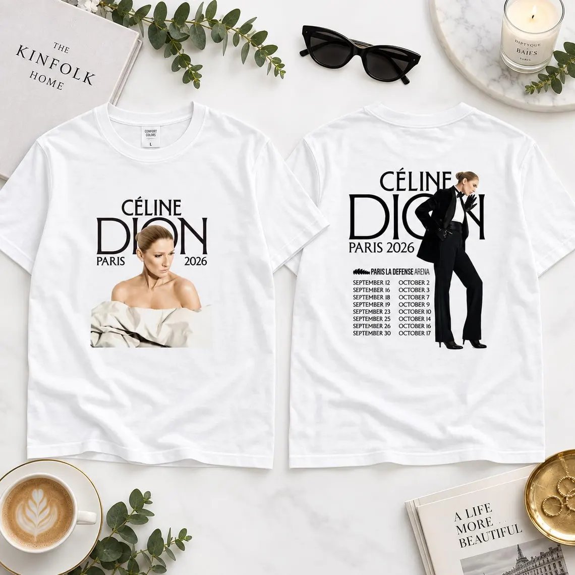 Celine Dion Paris Tour 2026 Shirt, Celine Dion Graphic Tee, Live On Tour Dates T-Shirt, Vintage Music Merch product image (2)