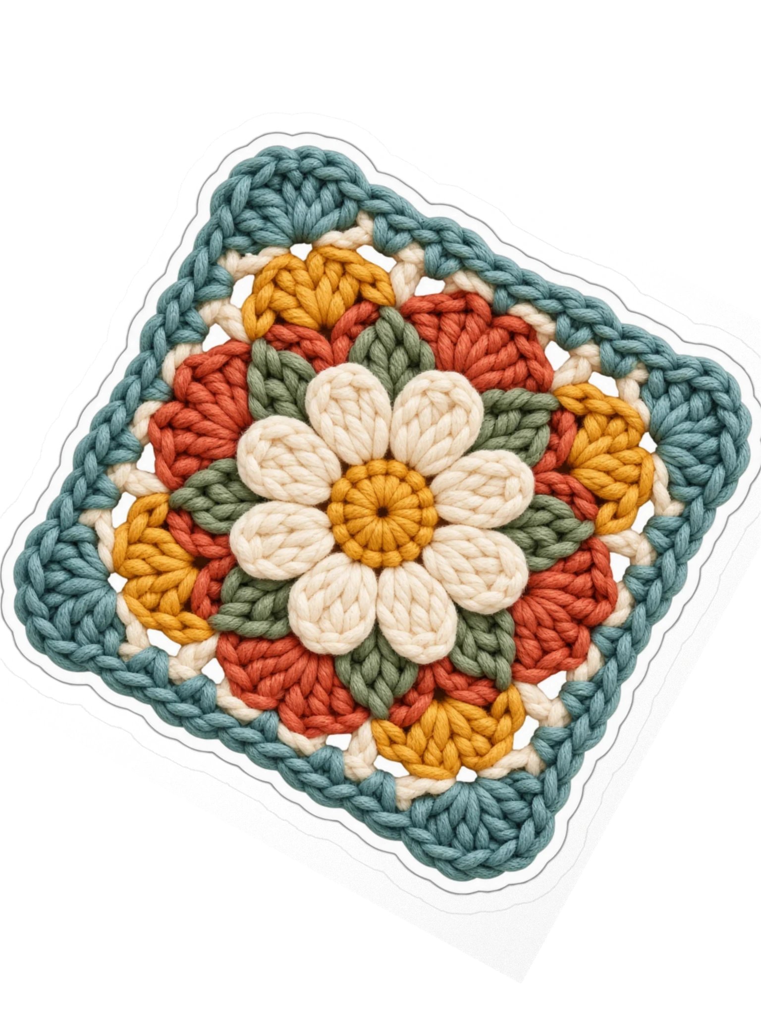 Floral Granny Square Sticker | Retro Crochet Water Bottle Decal product image (2)