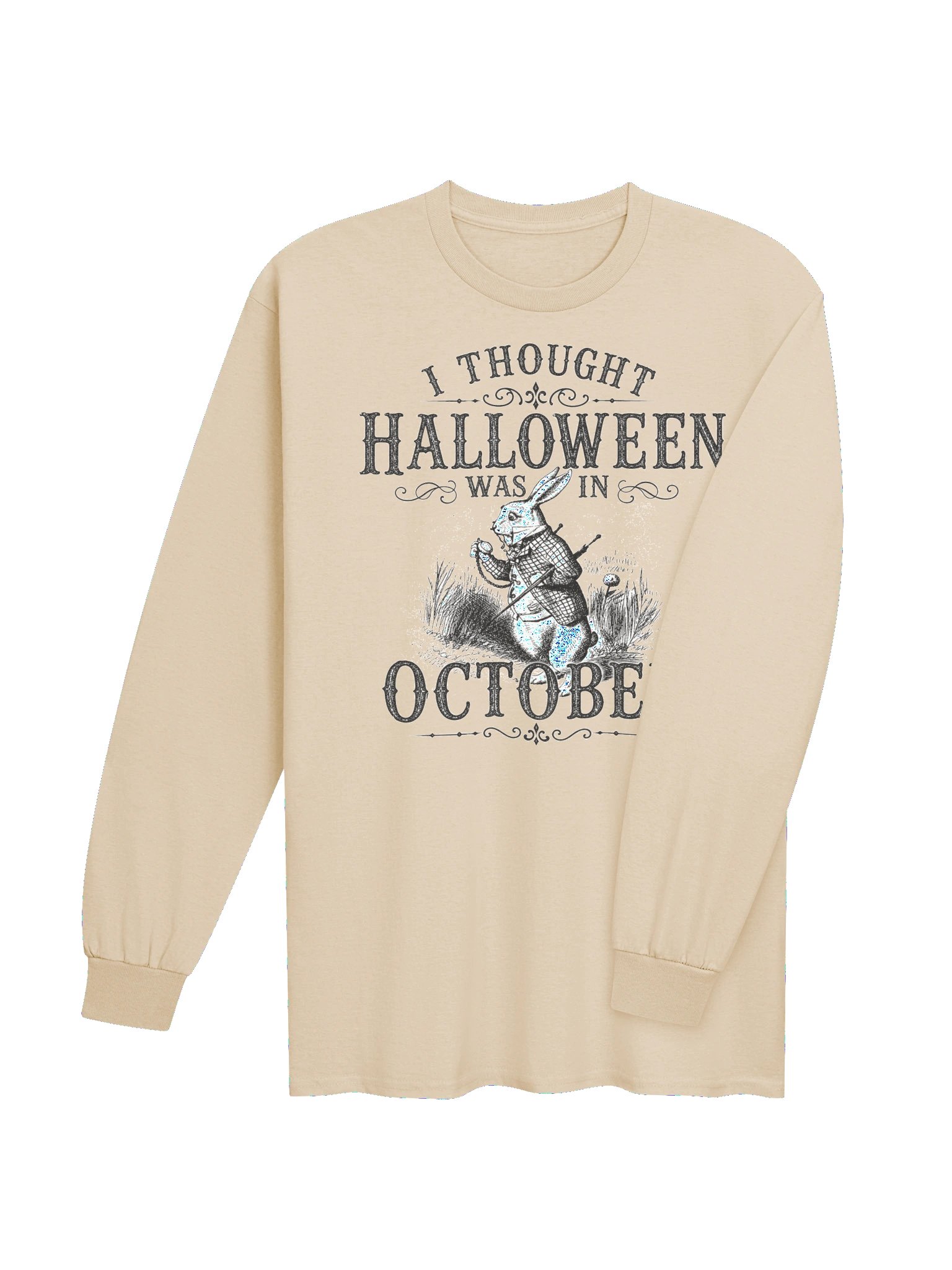 I THOUGHT HALLOWEEN WAS IN OCTOBER, White Rabbit, Unisex Cotton Long Sleeve T-Shirt product image (4)