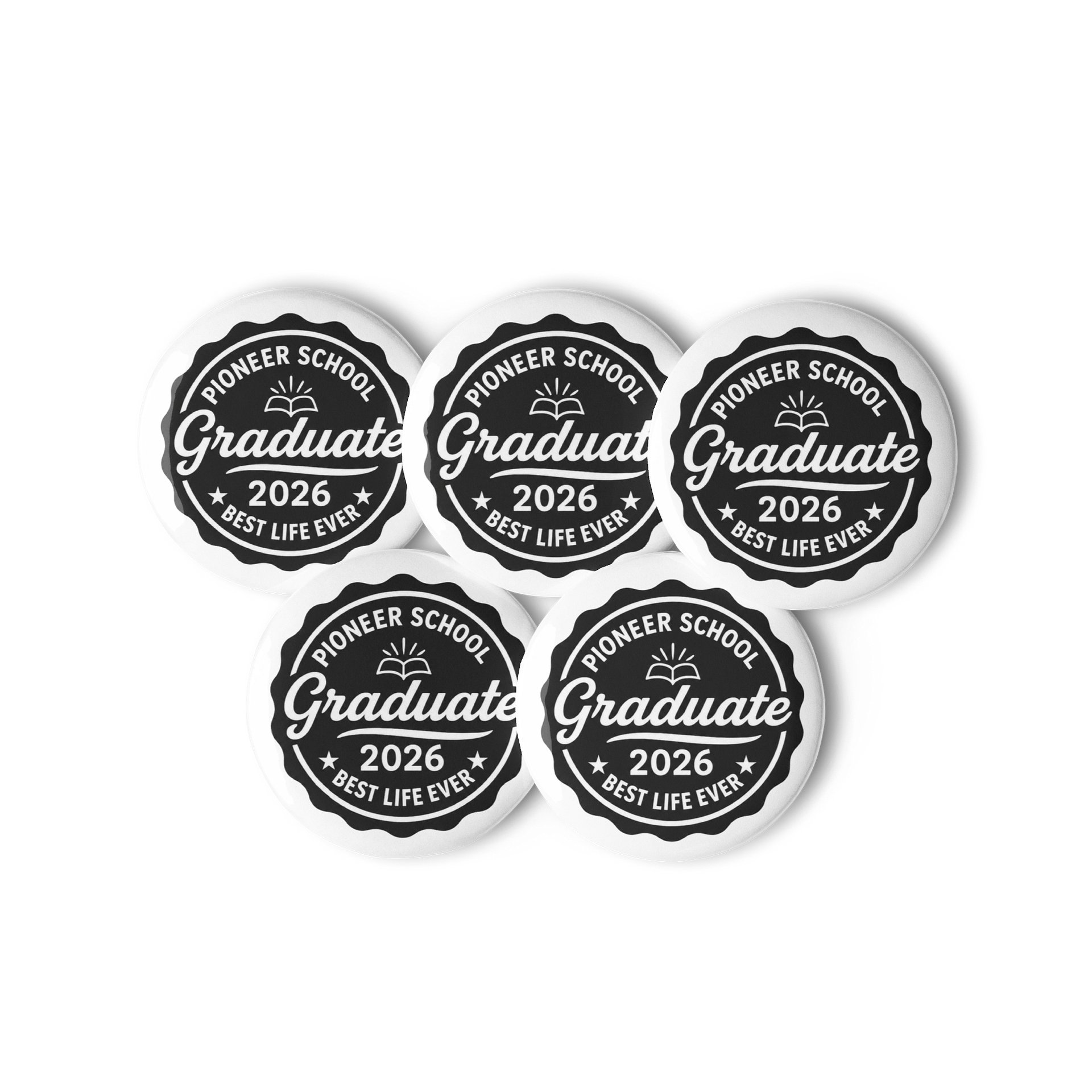 PIONEER SCHOOL GRADUATE 2026 | SET OF 5 RETRO PIN | BLACK/WHITE product image (1)
