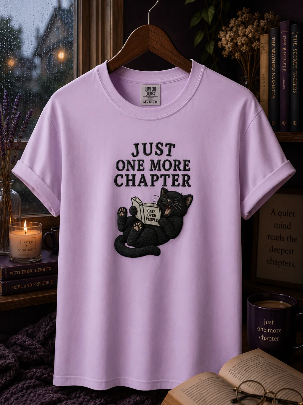 Just One More Chapter Cat Book Lover Comfort Colors Tee product image (2)