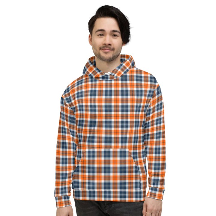 Orange and Blue Sporty Plaid Hoodie product image (2)