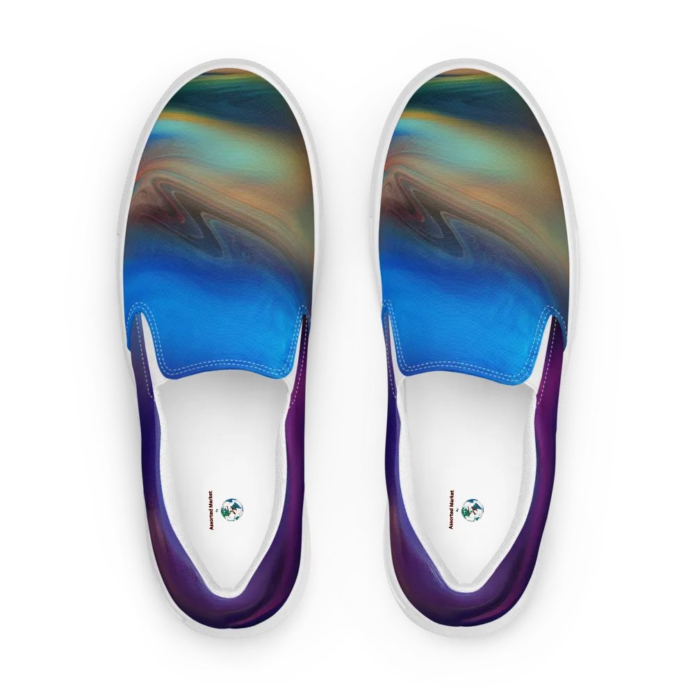 Vibrant Swirl Men's Canvas Slip-On Shoes product image (1)