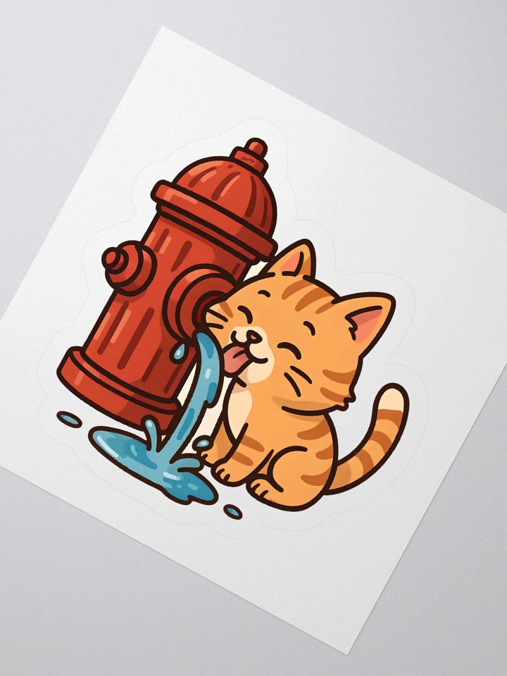 cat that likes water sticker product image (2)