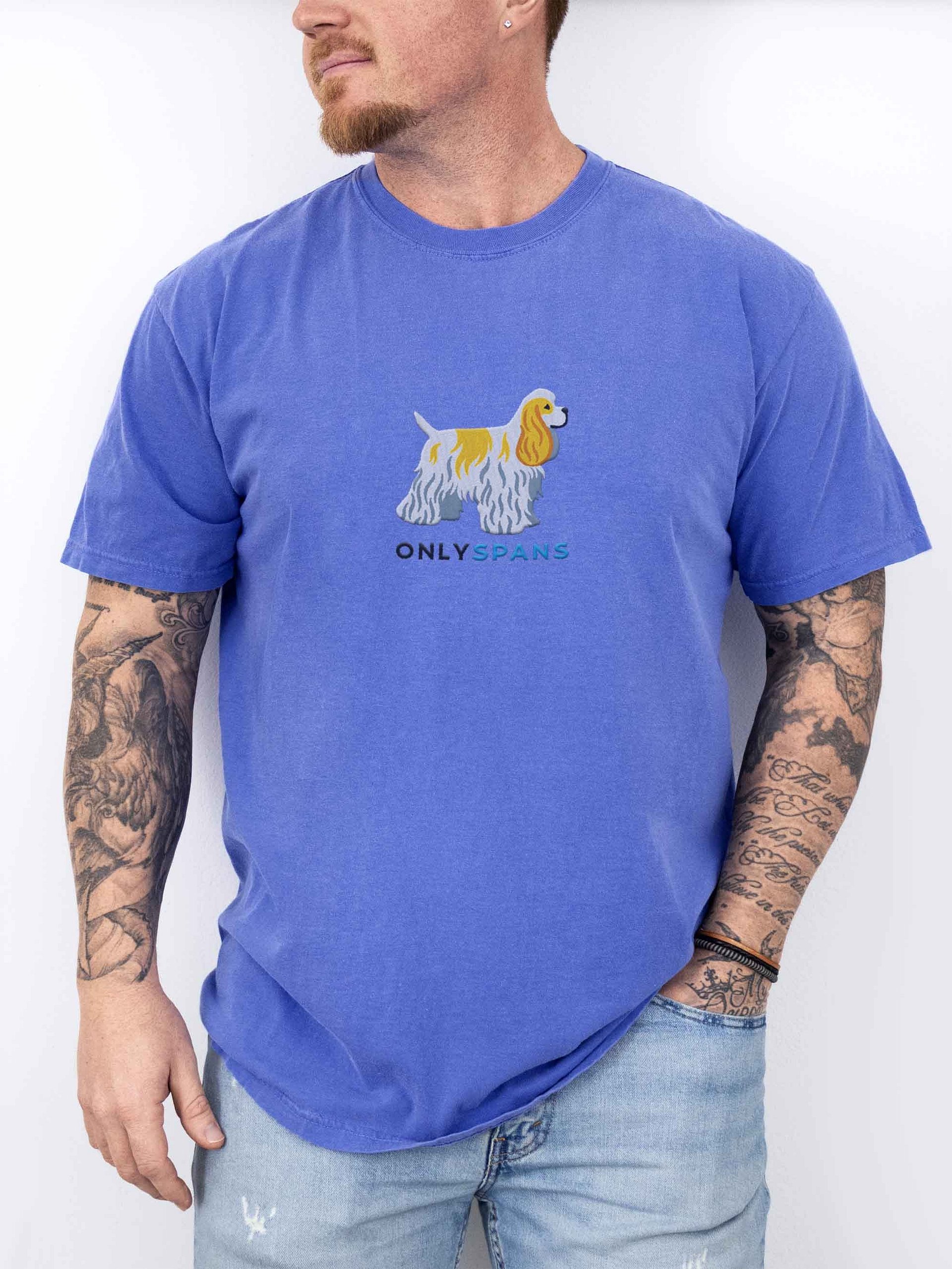 Only Spans T-Shirt(Embroidered) of an American Cocker Spaniel(Lemon & White) product image (2)