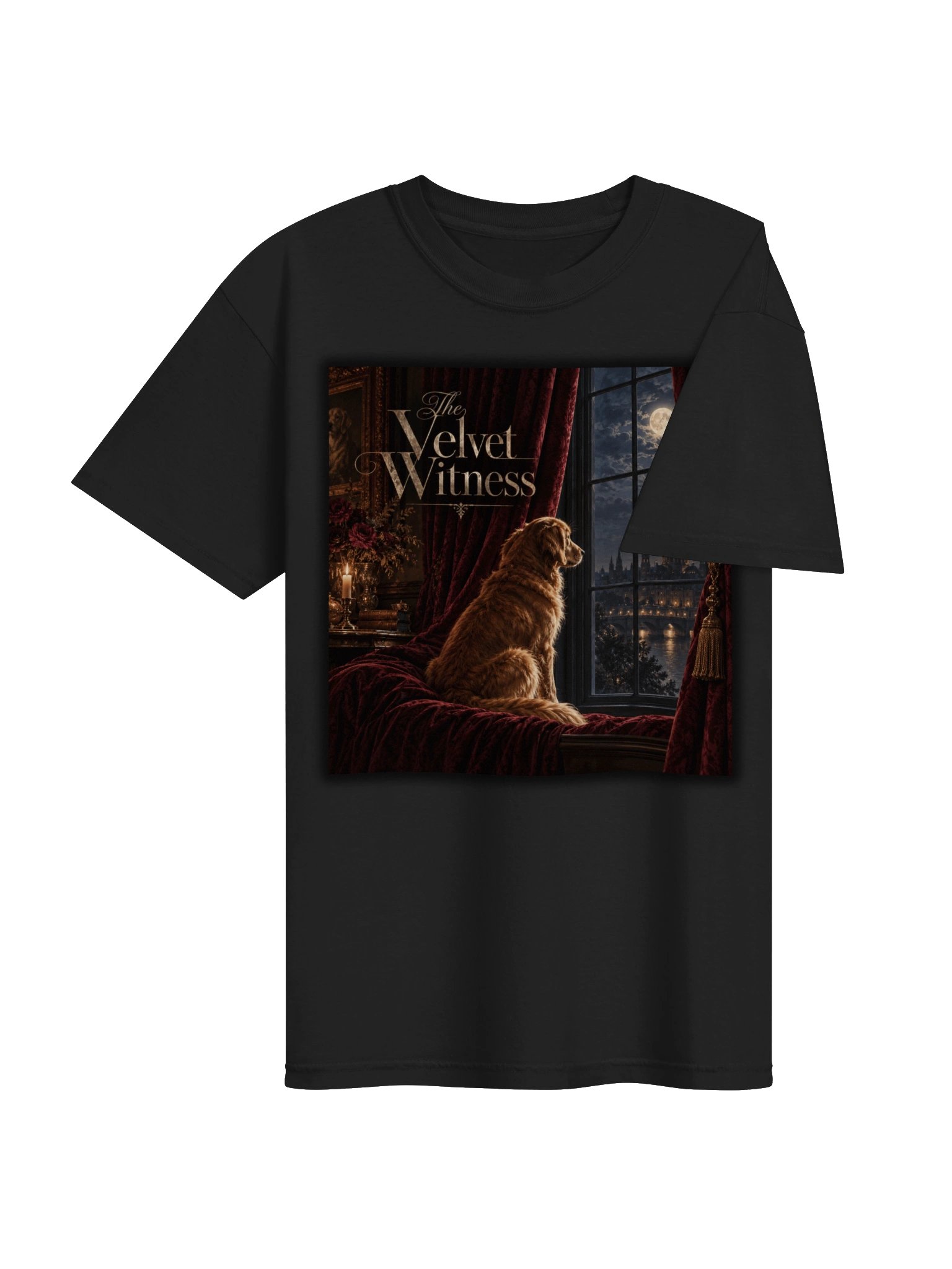 Vintage Dog Graphic T-Shirt – Moonlit Golden Retriever Art | The Velvet Witness product image (4)