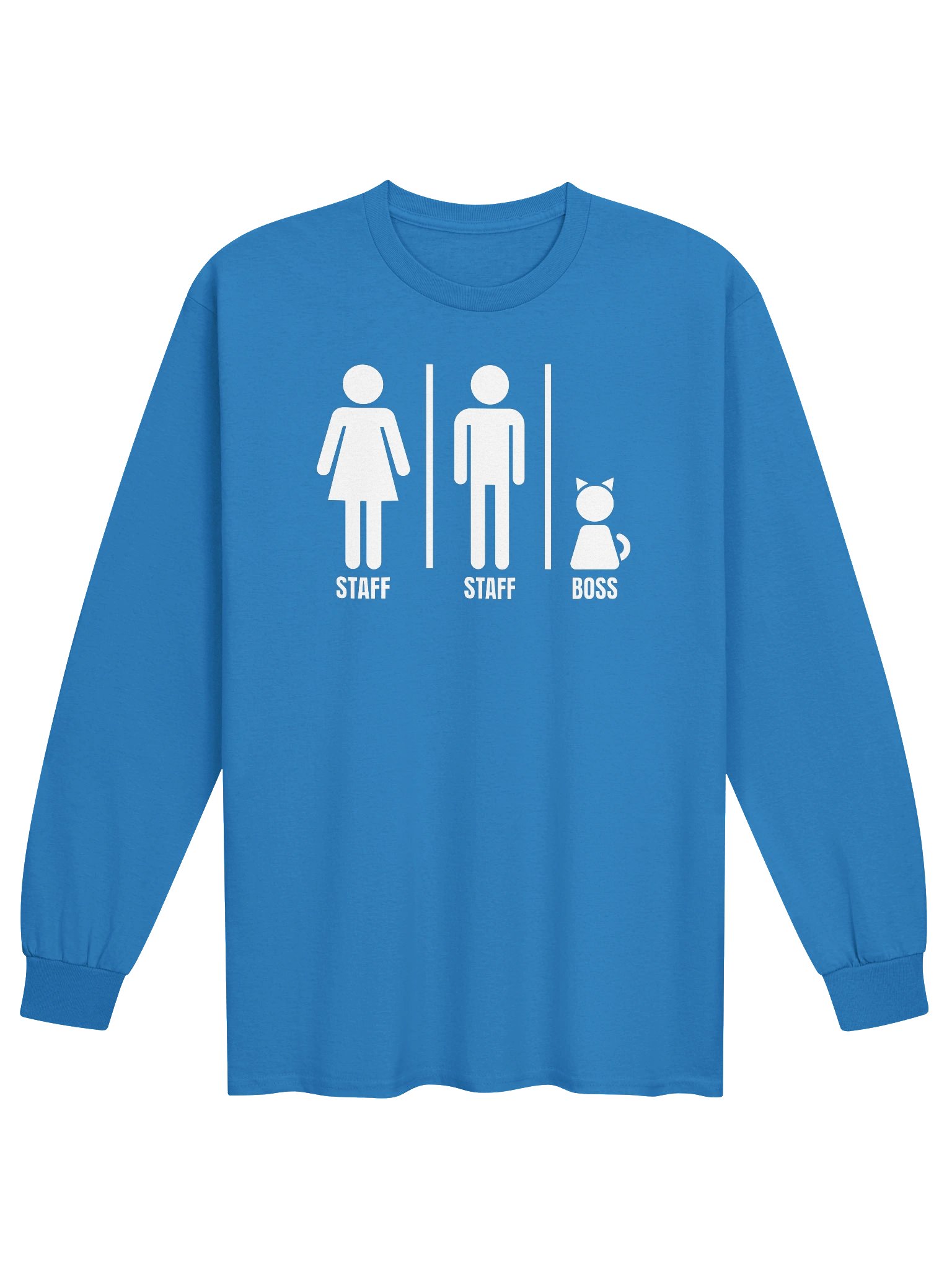 Bathroom Sign with Cat the Boss - Unisex Adult Long Sleeve T-shirt product image (1)