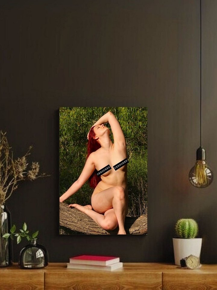 Redhead Nude Forest Log – Glossy 8x10 Metal Print product image (2)
