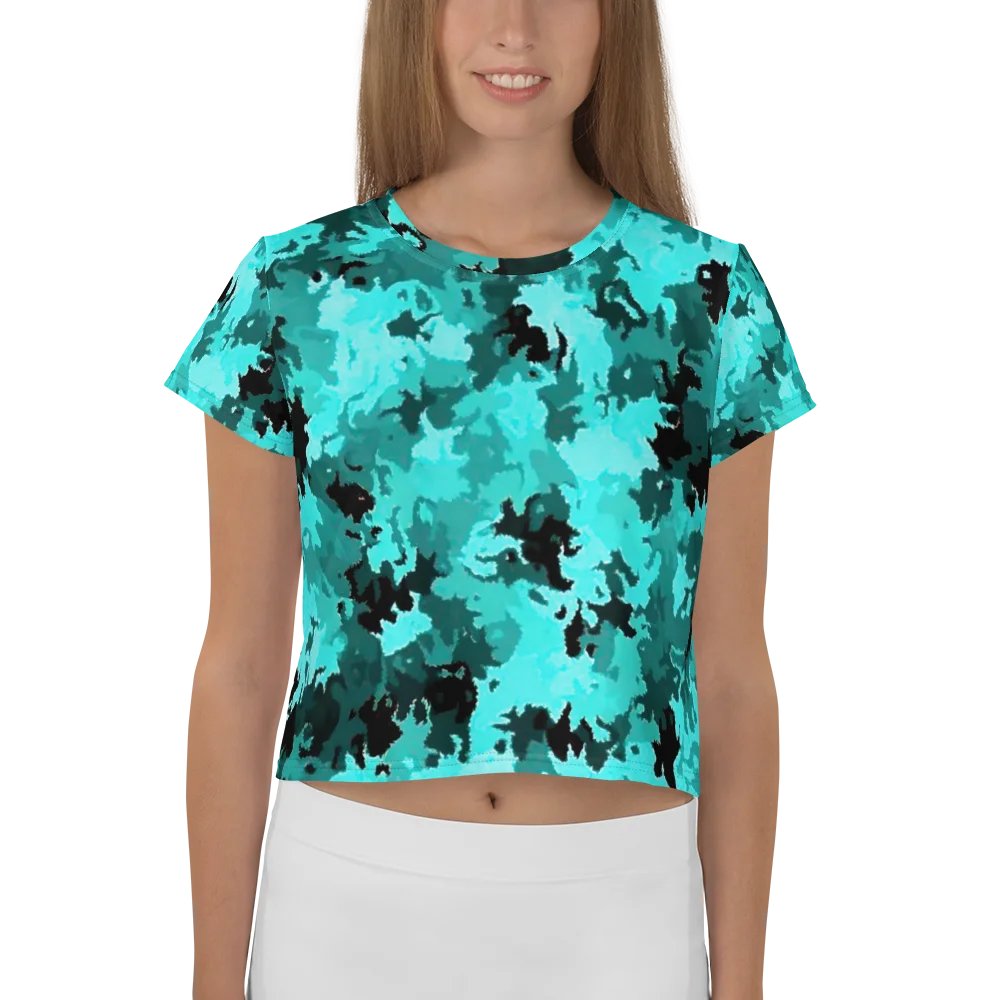 Aqua Camo Dream All-Over Crop Tee product image (1)