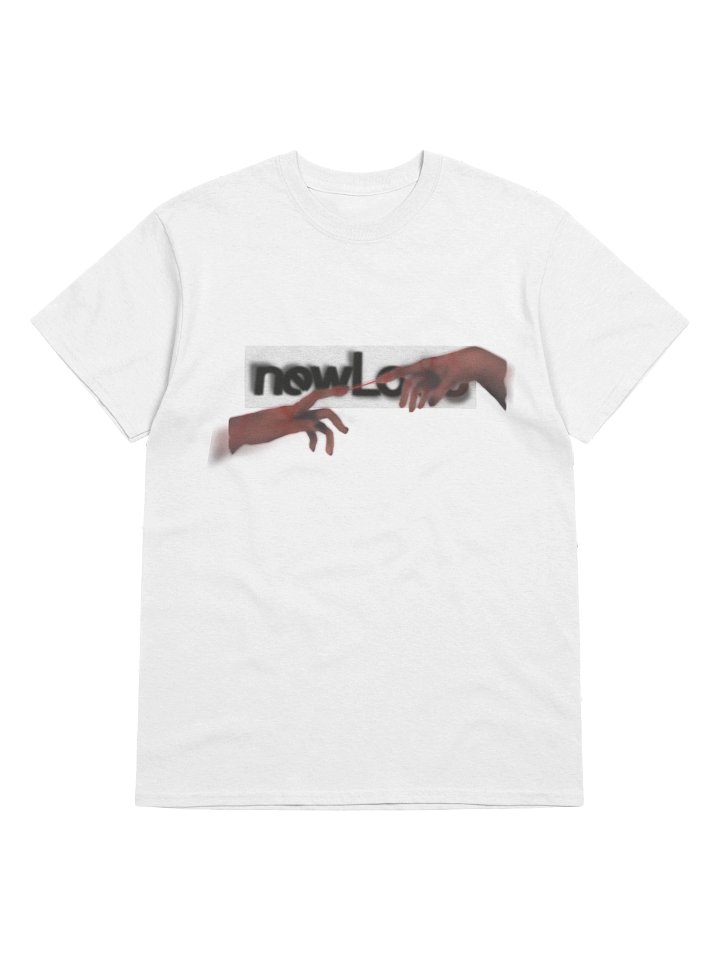 newLove "unbalanced" white tee product image (1)