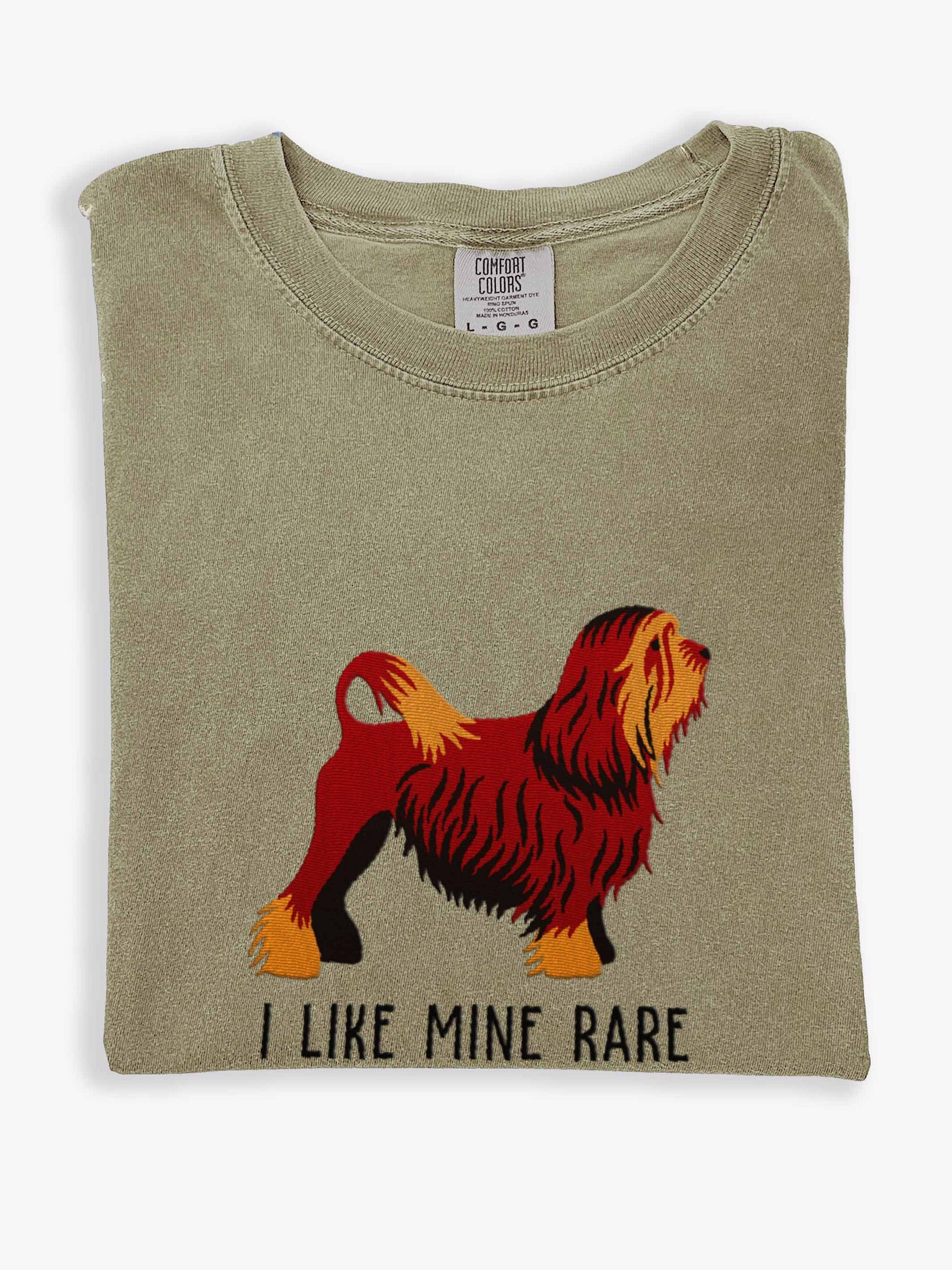 I Like Mine Rare T-Shirt(Embroidered) of a Lowchen(Chocolate) product image (1)