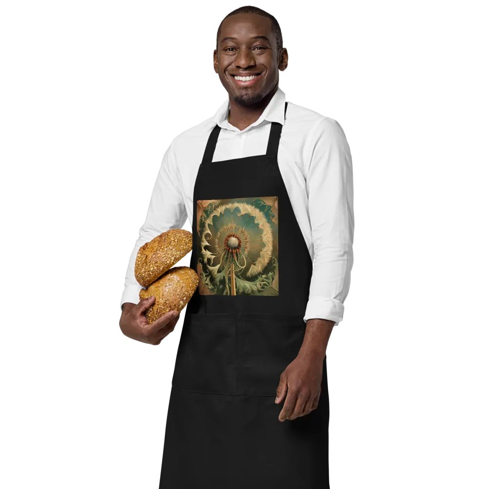 Art Nouveau Dandelion Flower Seed Head In Gold Organic Cotton Apron product image (3)