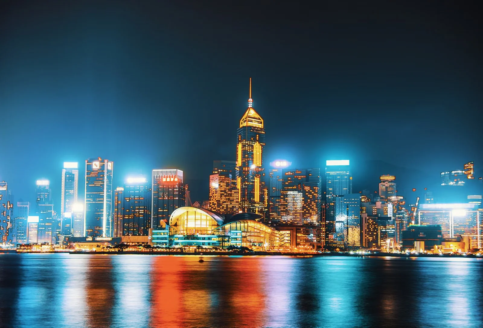 The Hong Kong skyline, representing 7.5 million YouTube subscribers
