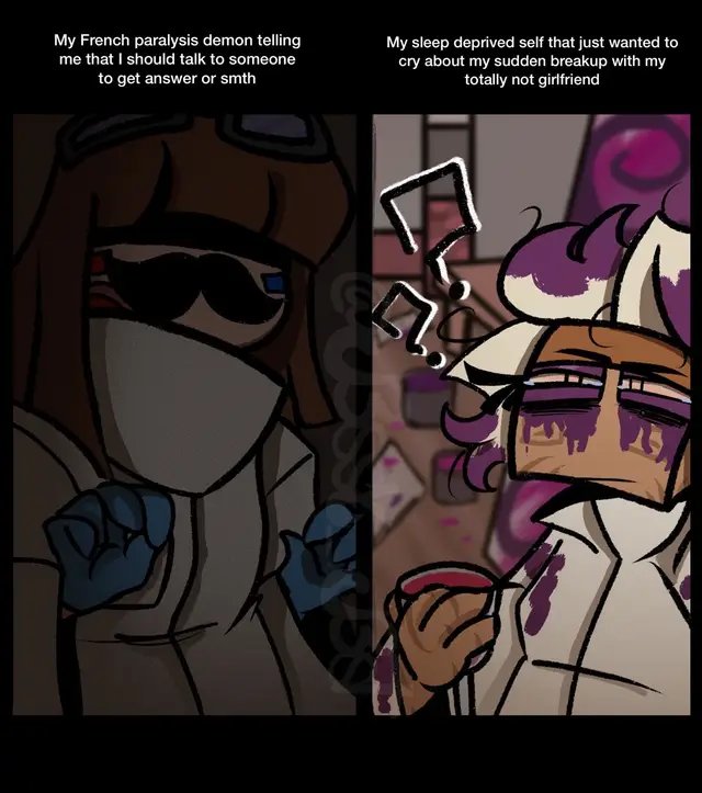 Can we appreciate how my favorite toon brought us LORE?? But is obviously French Delilah guys trust me ✌️ I know this post is more “shorter” I usually give out more doodles but guys I’m tired, still struggling with my scheduleeeee, but enjoy this! I thought of these jajas when I saw that lore tape, tbh I was like “oh shet is Dyle” but nah Brusha already knew Dyle (cough cough they marry cough cough okay no cough), hopefully this mystery toon is a potential threat to the toons so that we can actually have a “villain” on the game that isn’t either Delilah or Arthur which they are not even on the game alive or smth or Dandy being the villain when he is just morally gray :v Also, is obviously that Brusha was sleep deprived, if you see carefully the video tapes that woman was painting her feelings while this mister or misses D annoys her like fr… Soon I’ll post Waxwell and Squirm design~ but first imma finish some Among Us stuff, I told you guys I need variety on my post ✌️ . #dandysworldbrusha #dandysworldfanart #doodles #digitalart #dandysworldart 