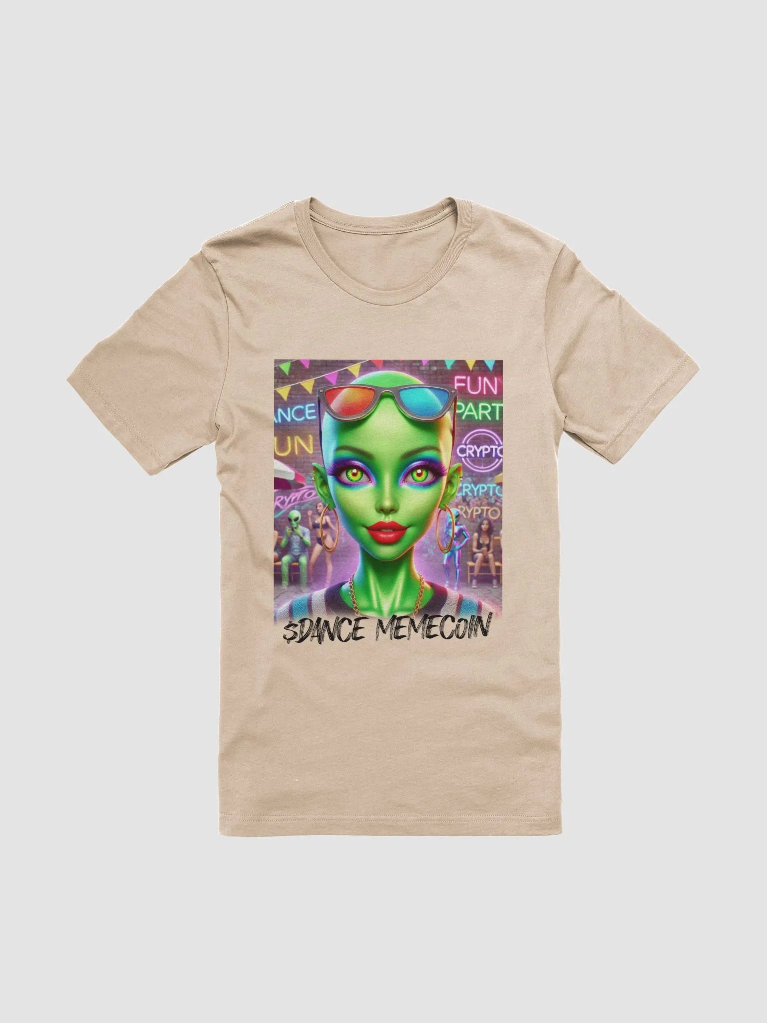 PRETTY ALIEN - DANCE MEMECOIN - PREMIUM TEE - TAN product image (3)