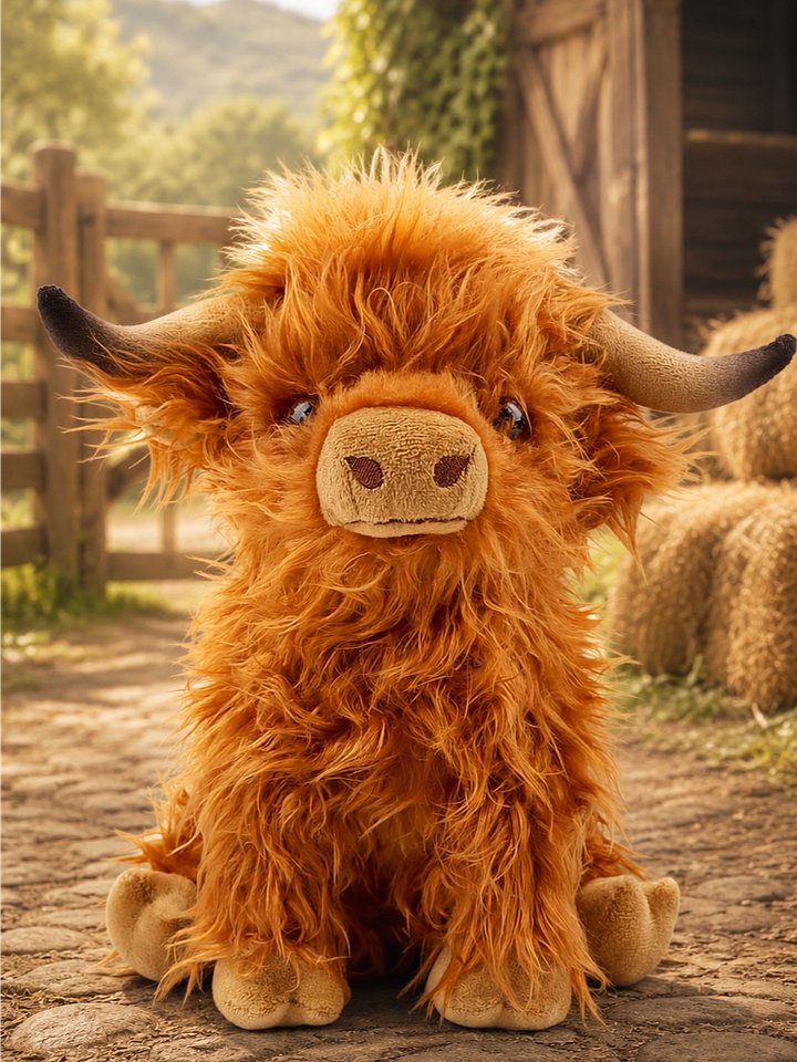 The Armored Kingdom Baby Brown Highland Cow Plushie-Fluffy-Soft-Stuff Animal product image (1)
