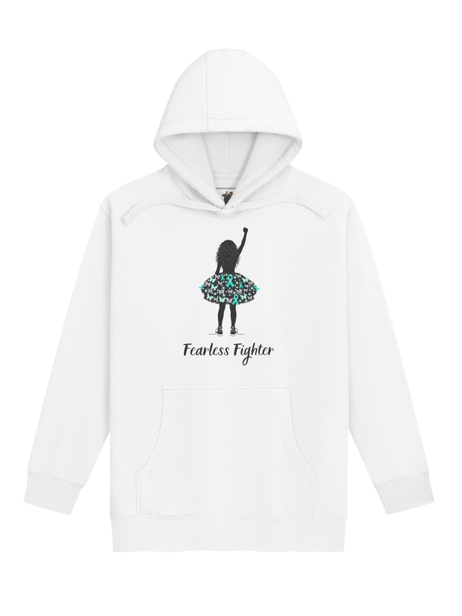 Ovarian Cancer - Fearless Fighter Unisex Hoodie [white] product image (1)