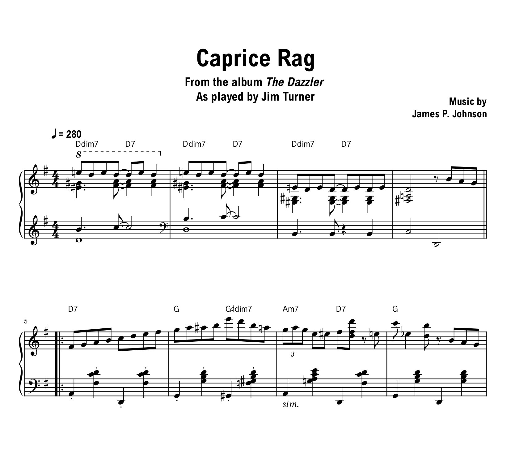 Jim Turner - Caprice Rag - Sheet music (PDF) product image (1)