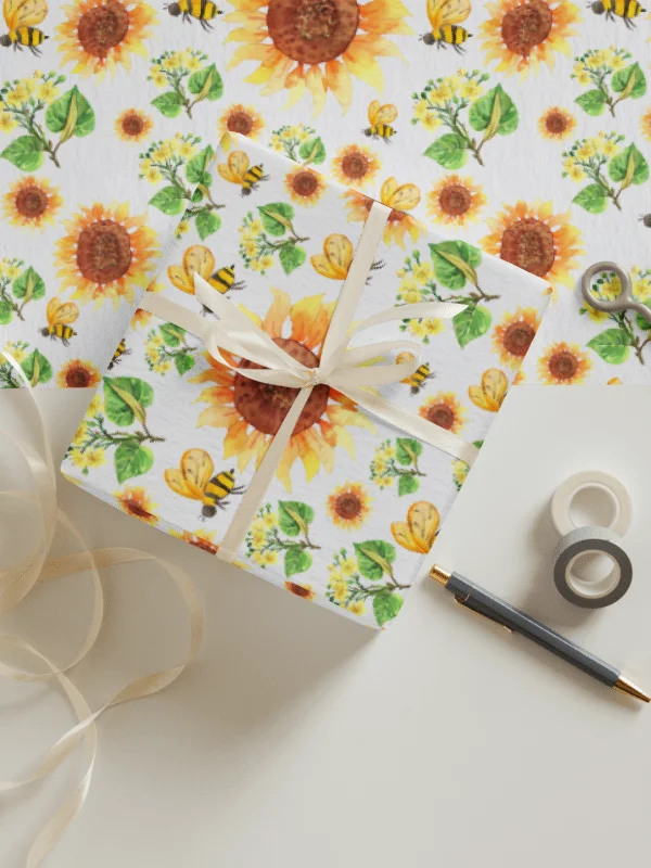 White Sunflower Gift Wrap product image (1)
