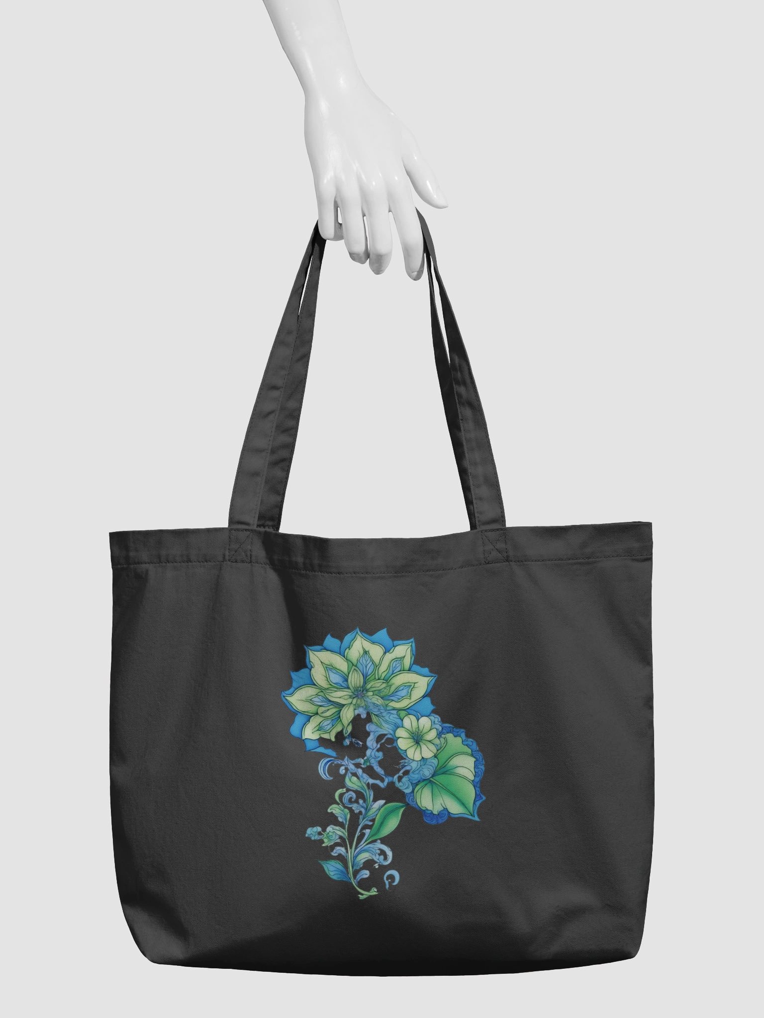 Cool Blue Florals - Eco-conscious Organic Cotton Tote product image (4)