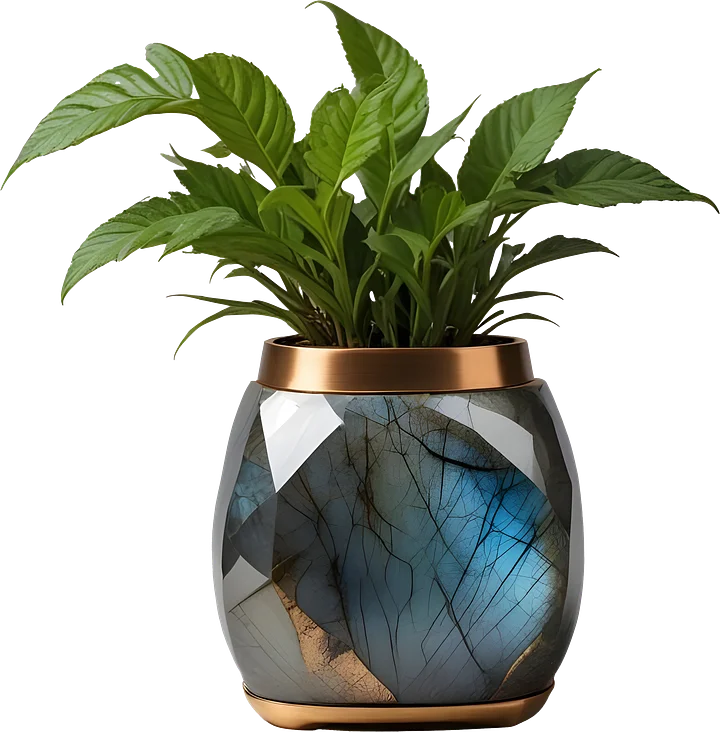 Stellar Luxe – Labradorite & Bronze Vase PNG product image (1)