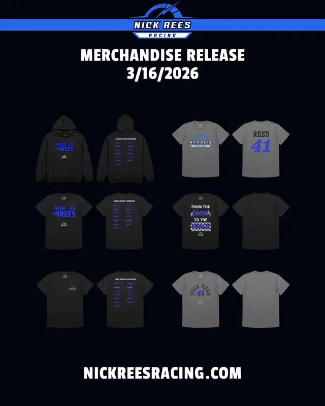 T-SHIRTS, HOODIES, HATS, AND MORE AT HTTPS://WWW.NICKREESRACING.COM