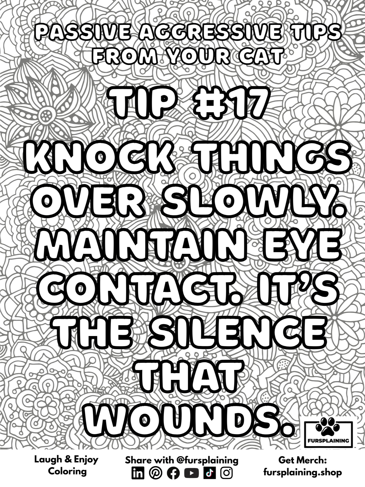 #17 Passive Aggressive Tips from Your Cat – Free Coloring Page product image (1)