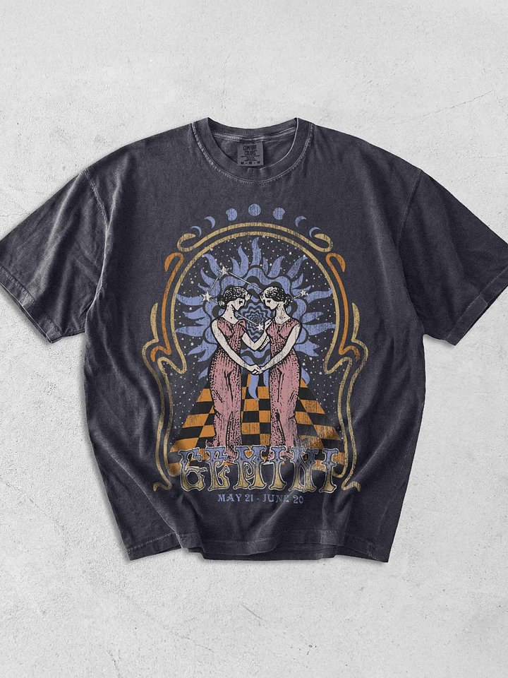 Gemini Zodiac Shirt – Vintage Astrology Twins Celestial Graphic Tee (May 21 – June 20) product image (1)