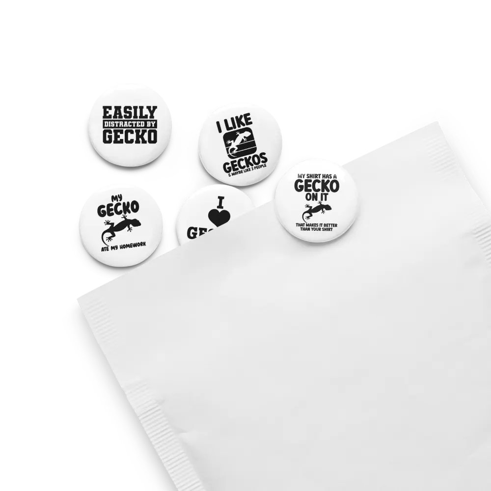 Glossy Black Collection: Pin Button Set with Geckos all over product image (13)