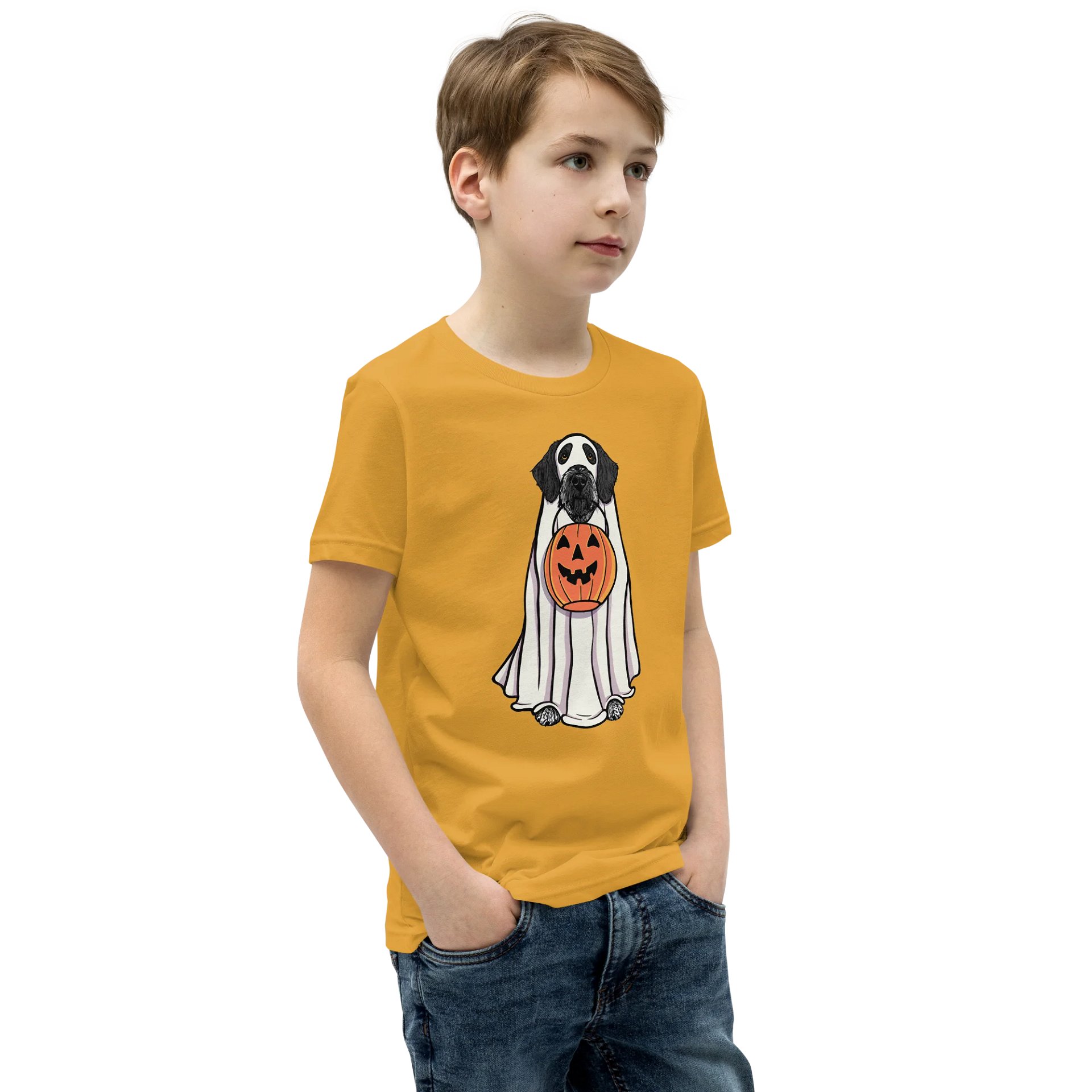 Halloween German Wirehaired Pointer(Black) Youth T-Shirt product image (2)