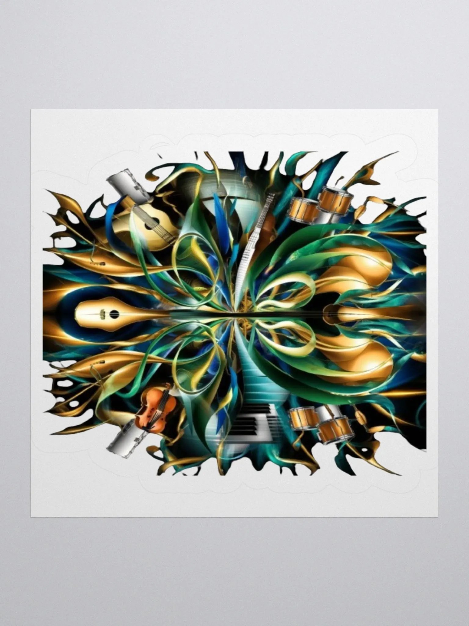 Exclusive Abstract Music Sticker | Guitar, Violin & Drums Design | Premium Kiss Cut Vinyl product image (1)