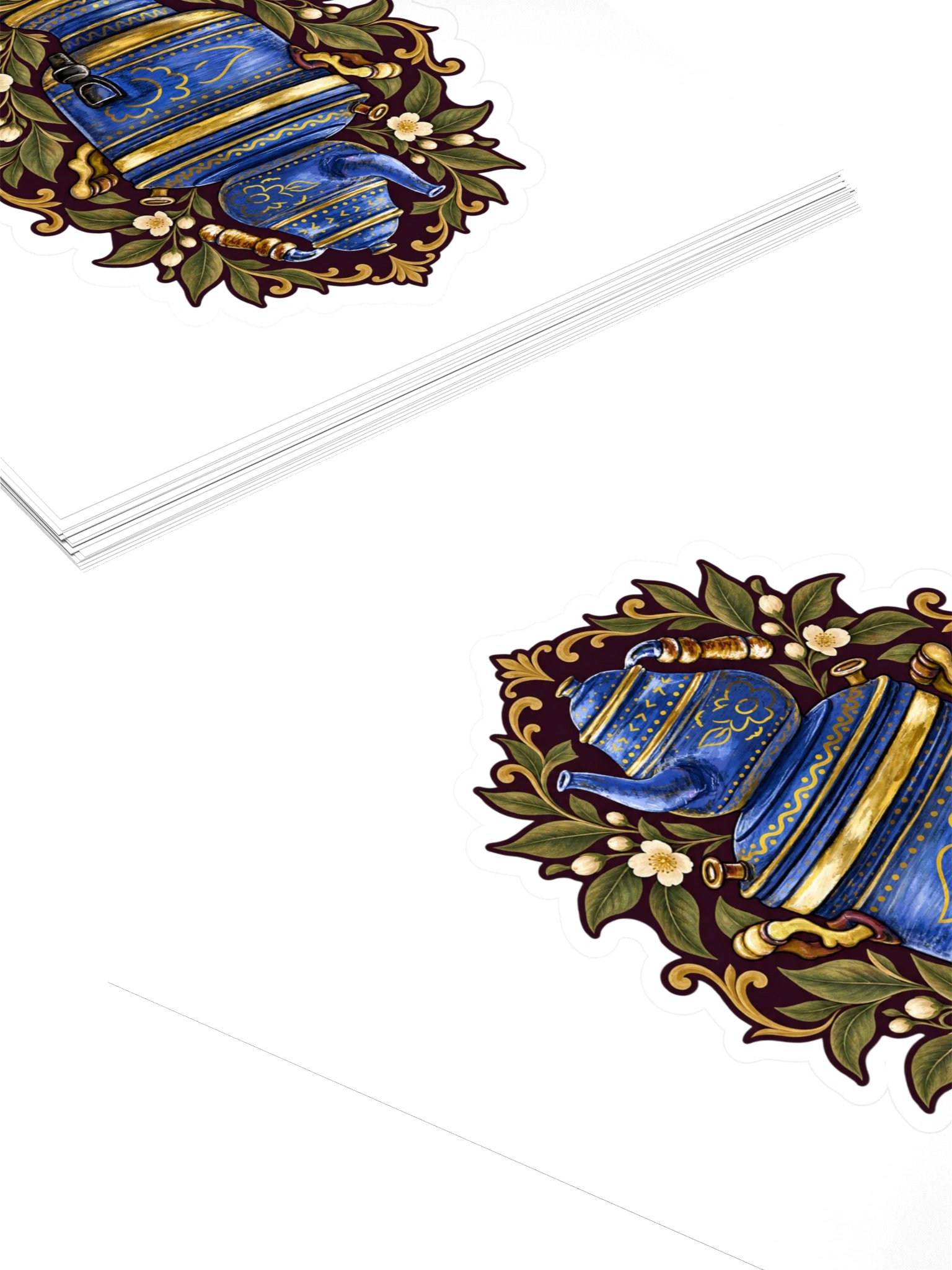 Blue Teapot Floral Kiss Cut Sticker product image (4)