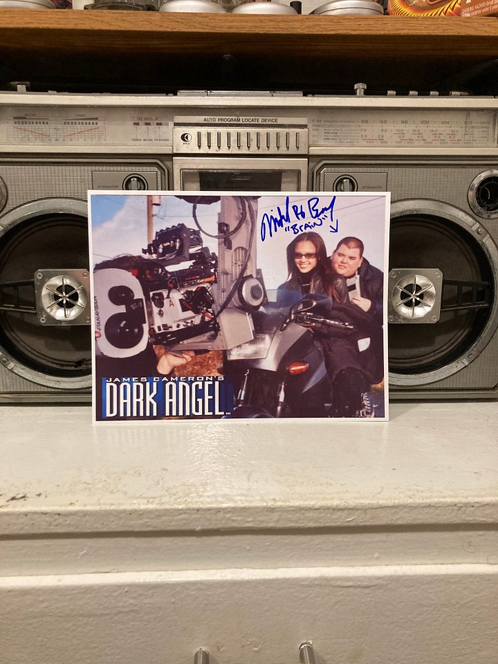 James Cameron Dark Angel On Set Autographed By Michael Ray Bower Photo With Jessica Alba product image (2)