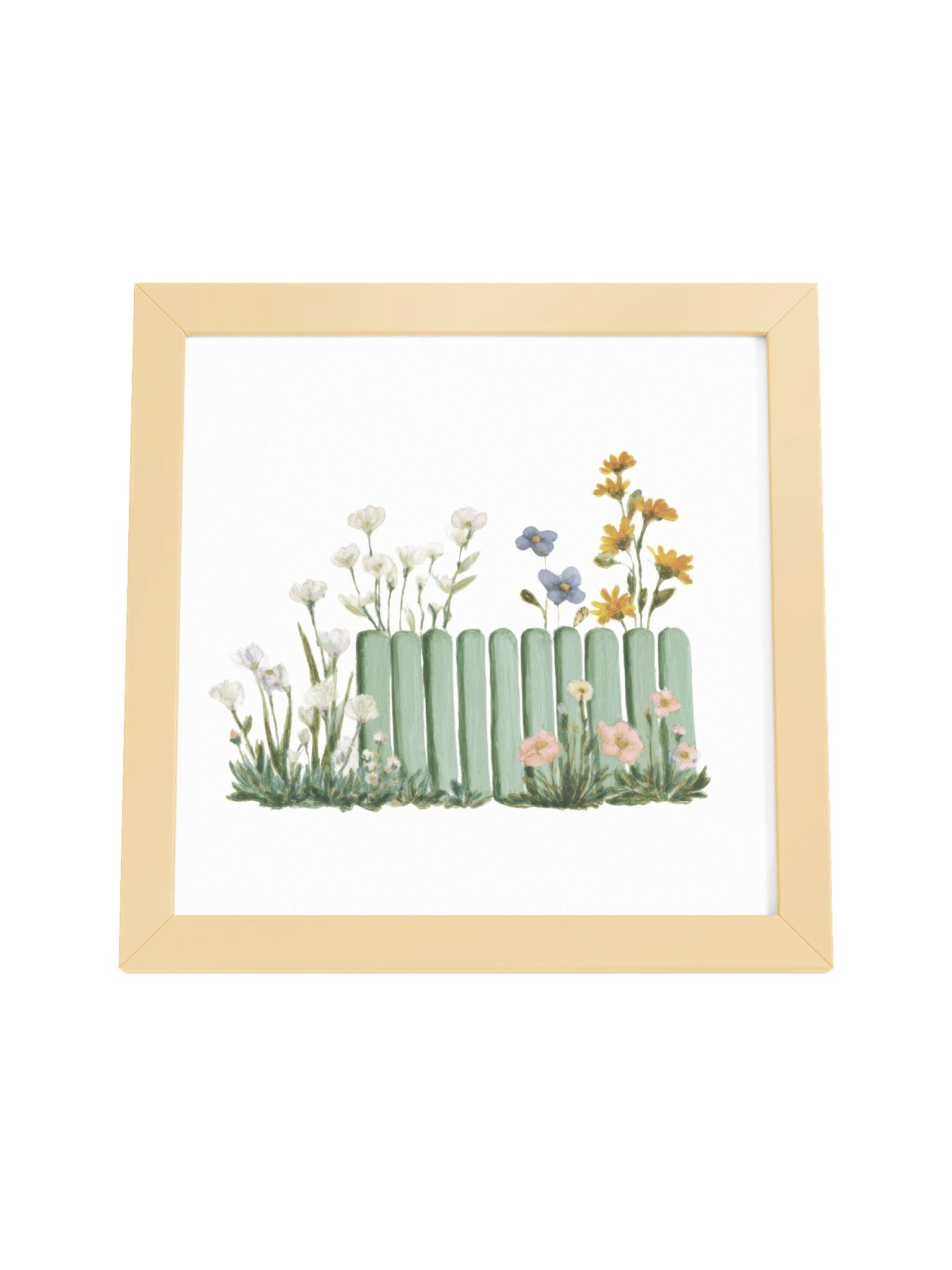 Garden Welcome — The Blooming Wooden Fence Framed Art Print (10x10") product image (4)