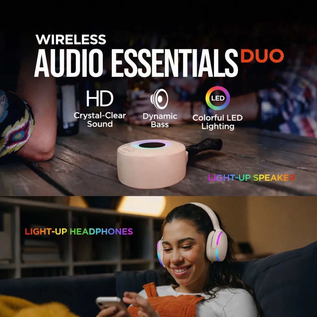 HyperGear Bluetooth LED Headphones & Portable Speaker Bundle product image (10)