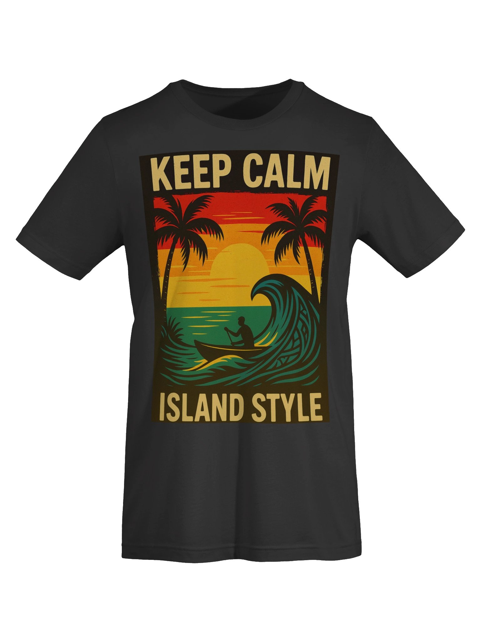 Keep Calm Island Style Tshirt – Tropical Sunset Ocean Wave | Island Life Graphic Tee product image (5)