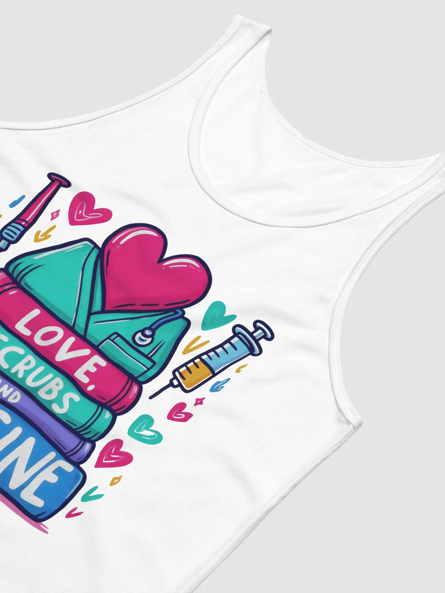 Love, Scrubs, and Medicine Illustrated Tank product image (46)