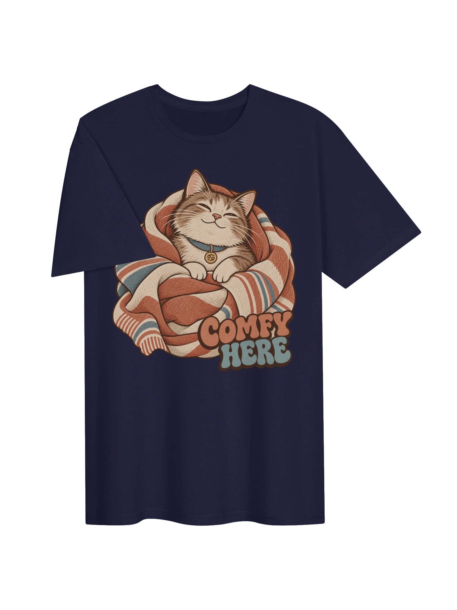 Cancer Comfy Here Cat Zodiac T-Shirt product image (3)