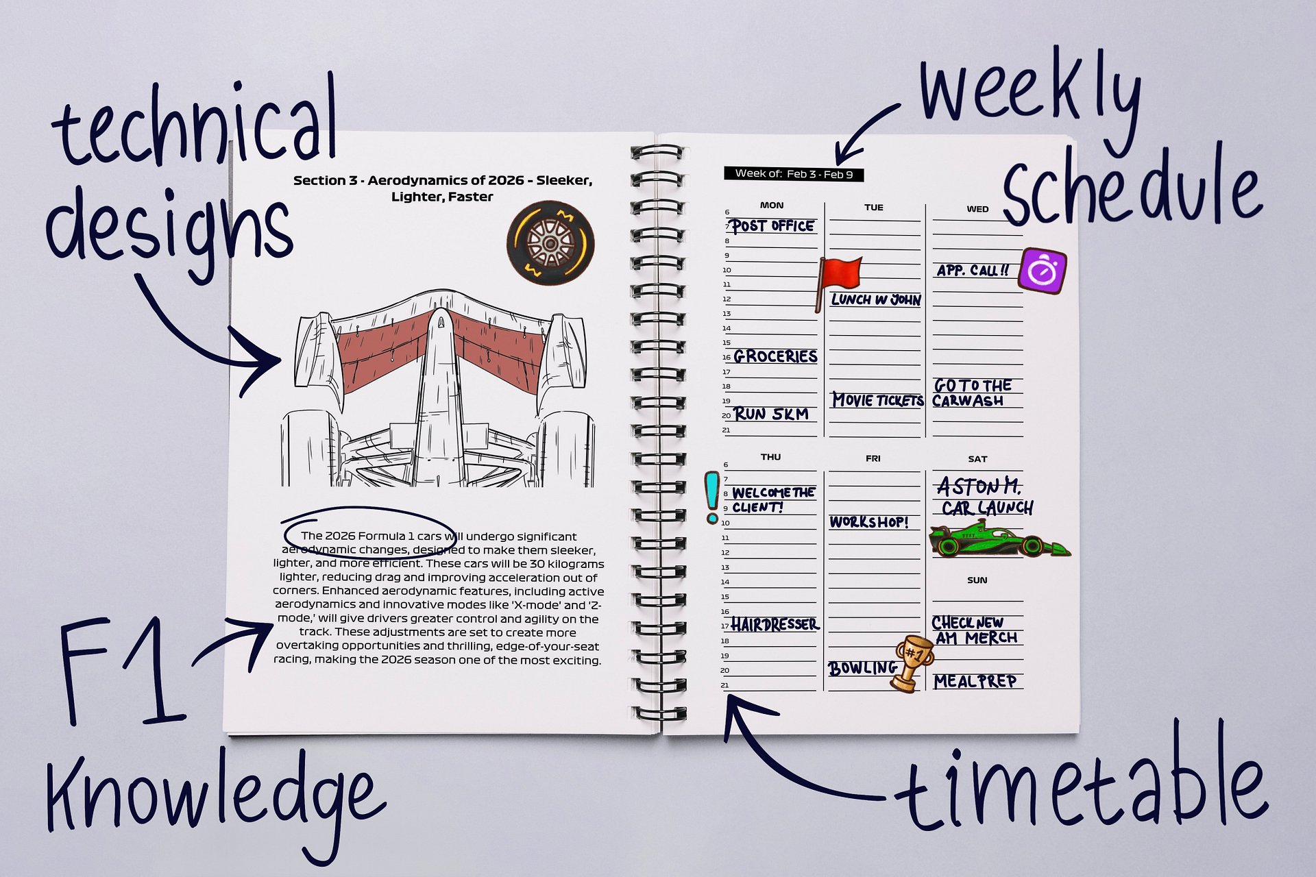 DIGITAL 2025 Planner & Calendar, Formula-1 calendar, daily planner, A5, Business planner, Budget planner, Diary, F1 gift, F1 merch, F1 stickers product image (5)