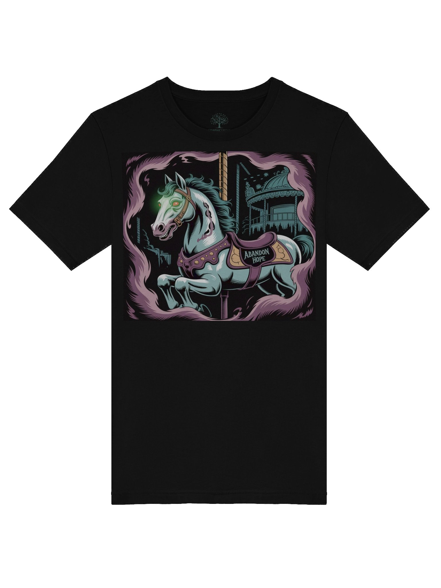 Gothic Carousel 'Abandon Hope' T-Shirt - Unisex Supersoft Creepy Design product image (5)