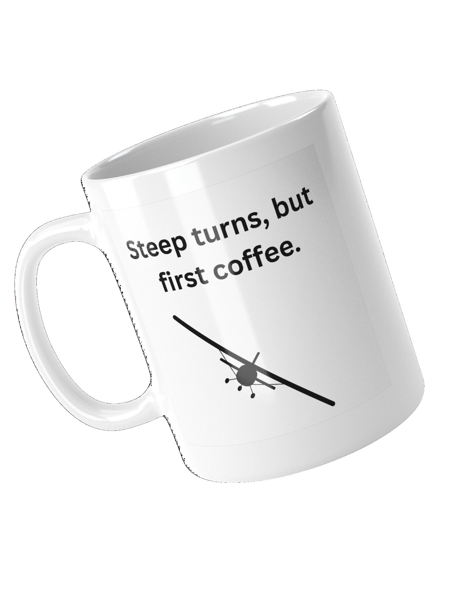 "Steep turns, but first coffee" coffee mug product image (14)