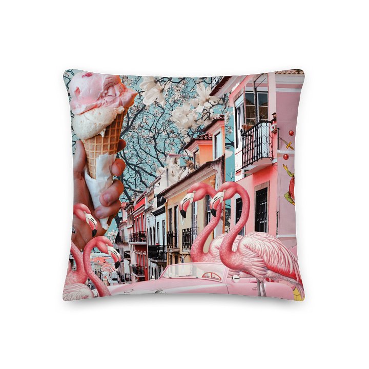 Cherry Jubilee by Edward Martin-Surreal Flamingo Fantasy Pillow product image (1)