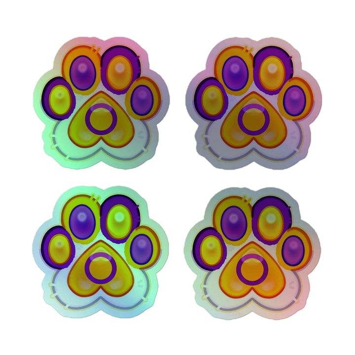 Intersex Pride Paw Print Holographic Kiss Cut Sticker Sheet product image (2)