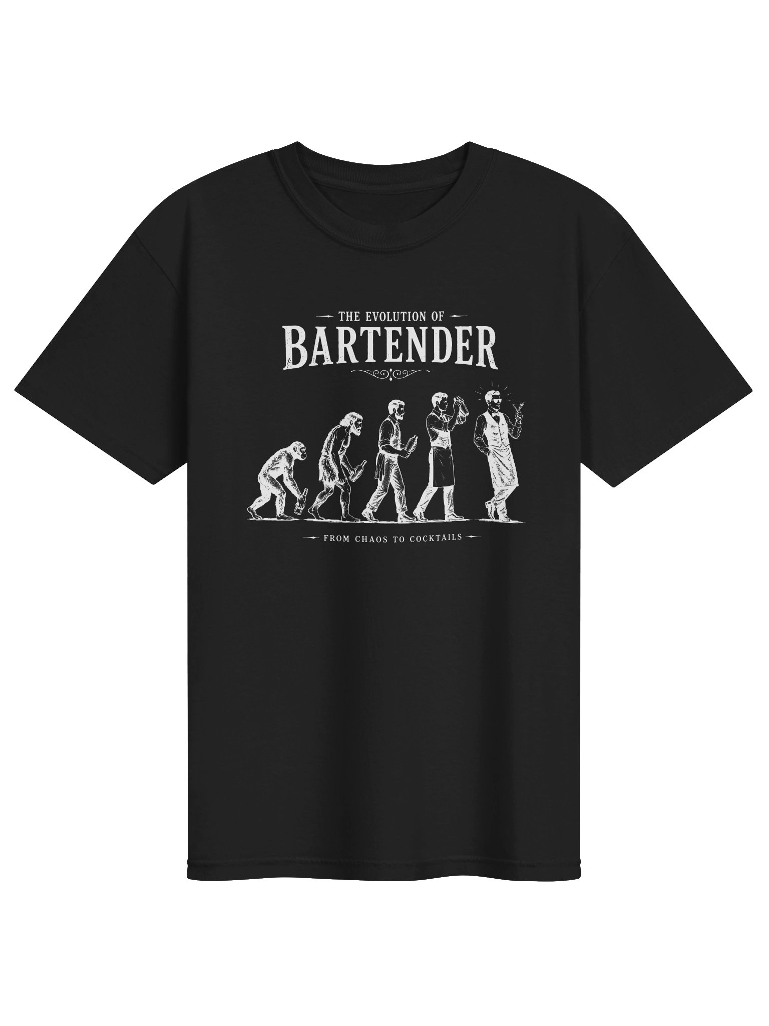 Funny Bartender Evolution T-Shirt | Vintage Mixology Graphic Tee product image (1)