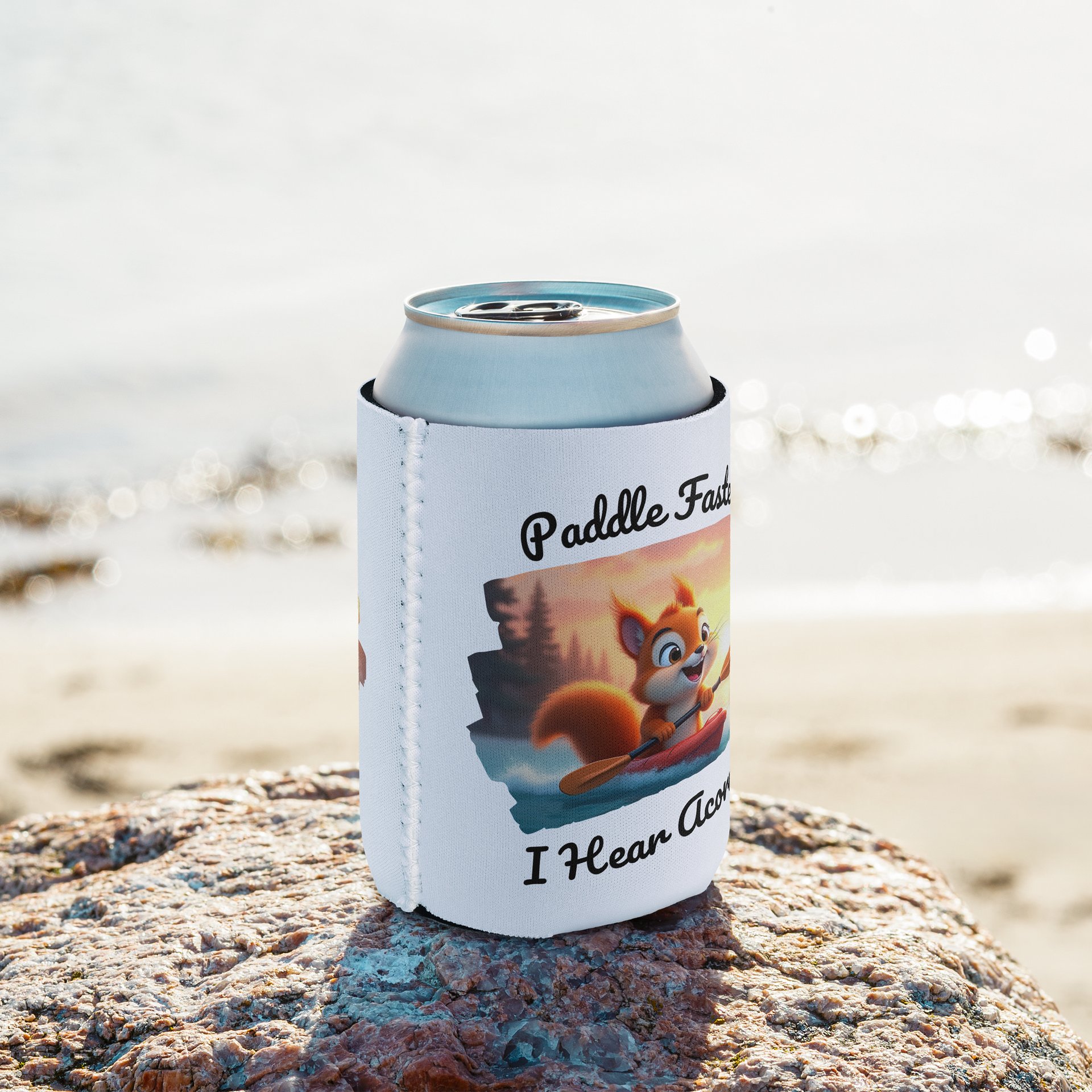 Paddle Faster, I Hear Acorns – Funny Kayaking Red Squirrel Coozie Can Cooler product image (8)