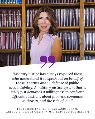 The country’s leading military-justice watchdog just named our own Rachel VanLandingham the nation’s foremost advocate for re...