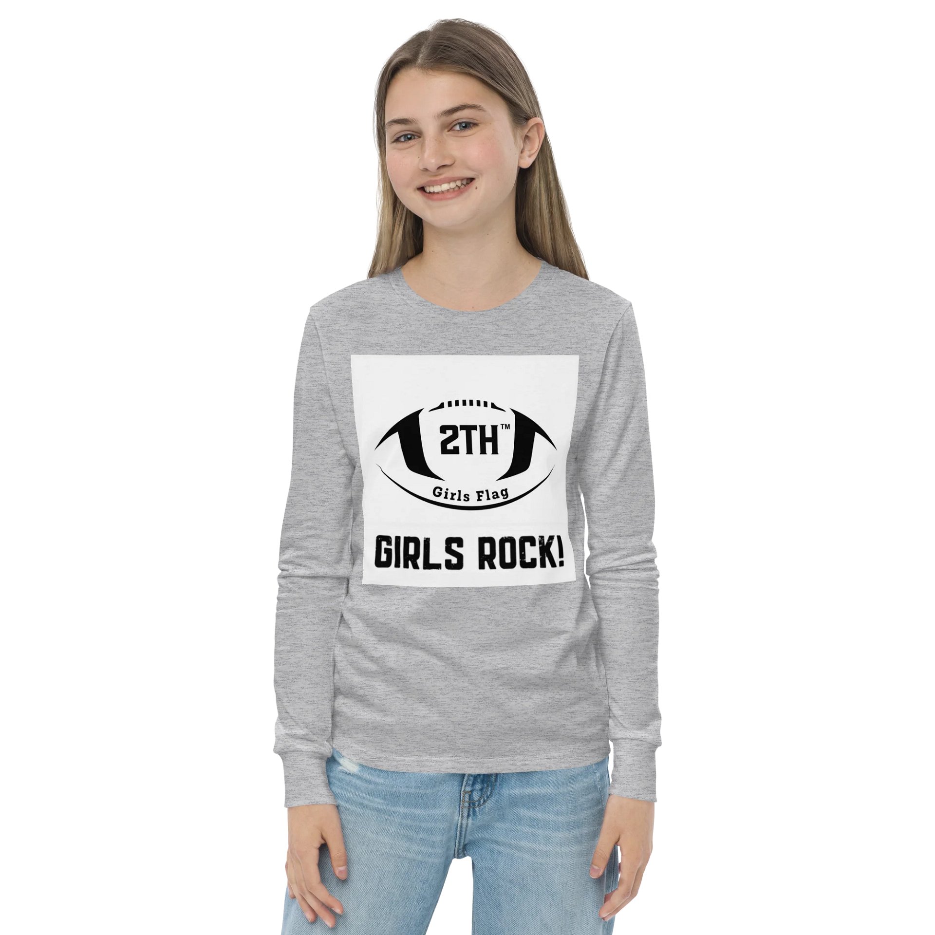 2TH Girls Rock! Youth Football Logo Long Sleeve Tee product image (2)