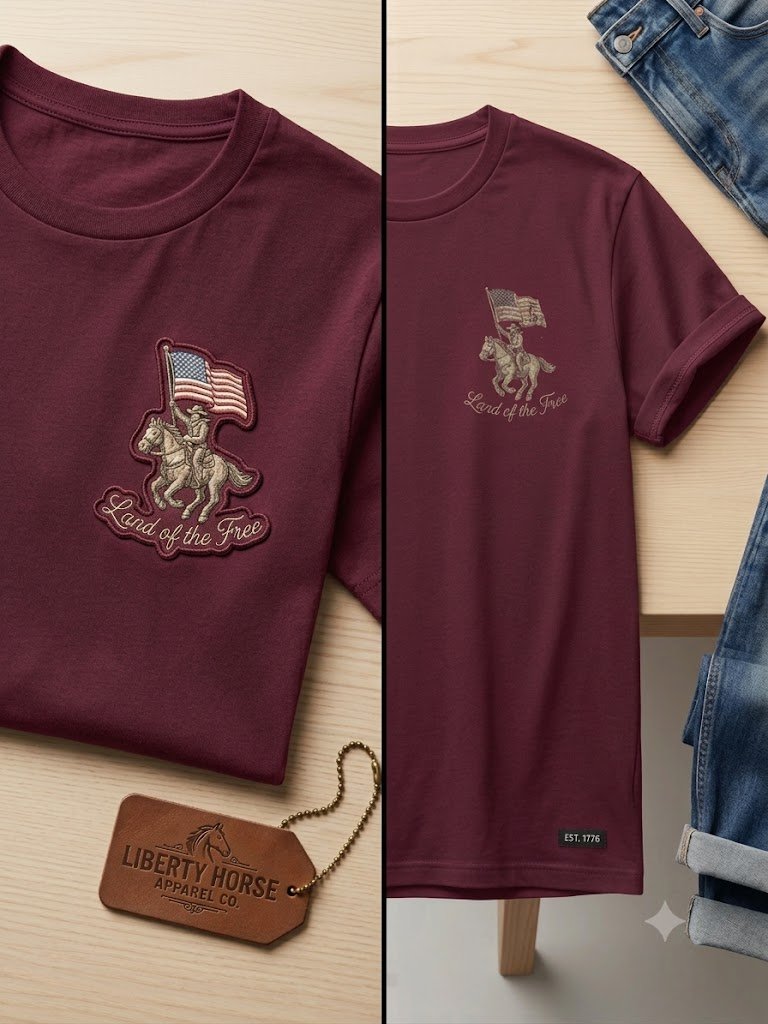 Land of the Free Western Cowgirl Shirt for Women – Vintage American Flag Cowboy Horse Graphic Tee, Patriotic 4th of July T-Shirt product image (3)