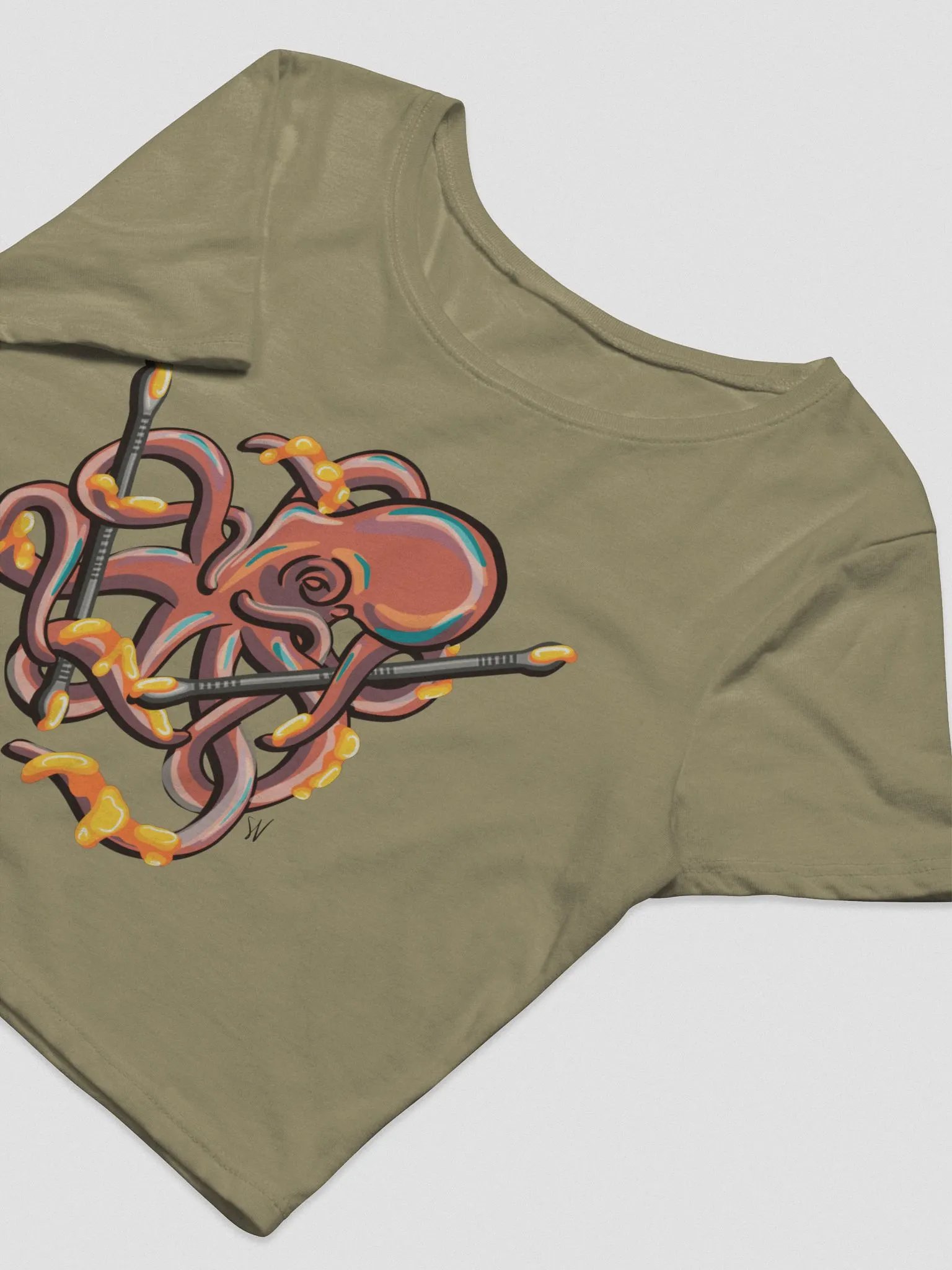 Dabbing Septopus Crop Top Shirt product image (2)