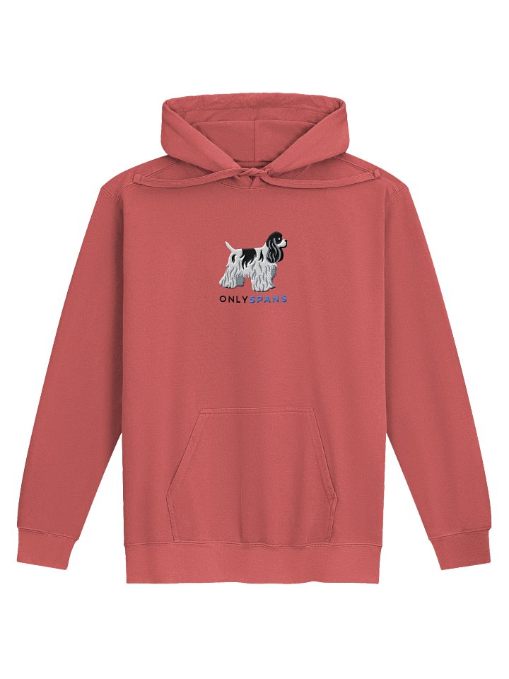 Only Spans Premium Hoodie (Embroidered) of an American Cocker Spaniel(Parti Black & White) product image (5)